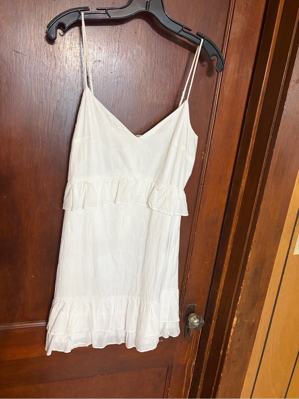 Trixxi White Spaghetti Strap Mini Dress with Ruffle Accents